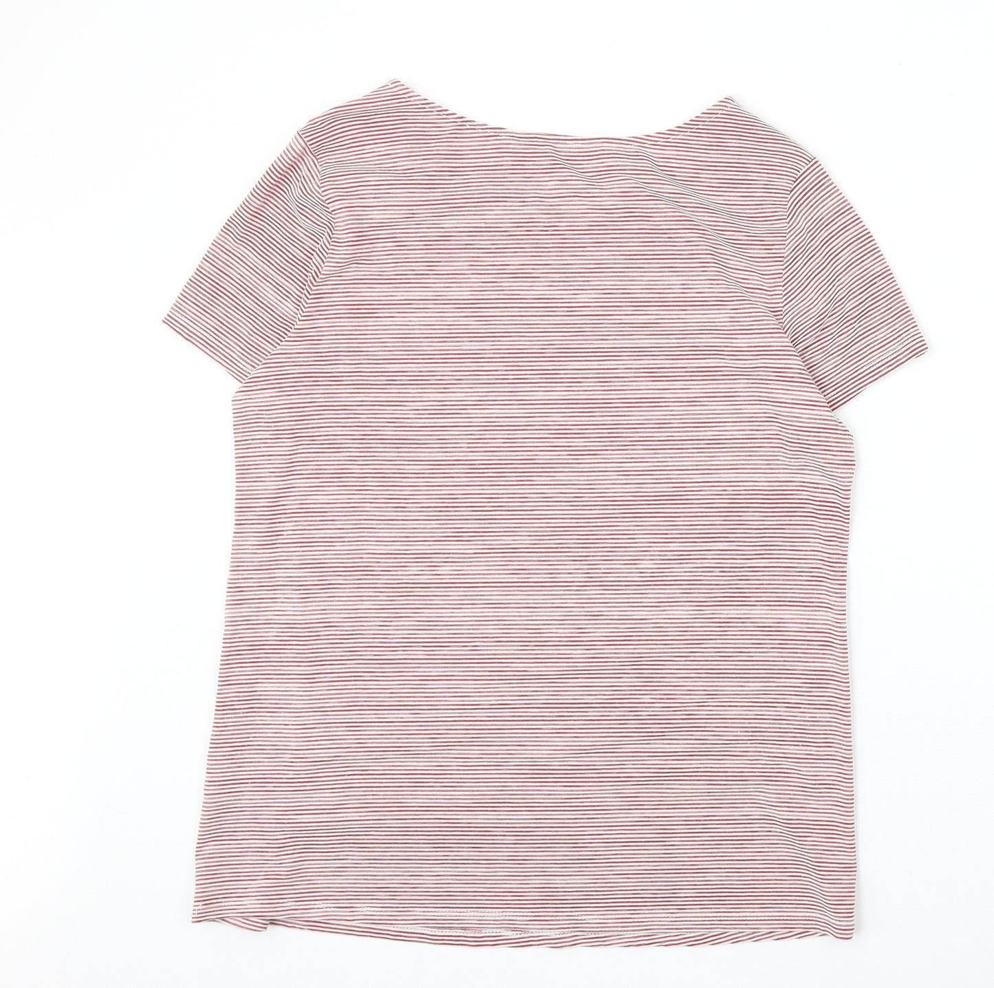 Jasper Conran Womens Red Striped Viscose Basic T-Shirt Size 14 Boat Neck