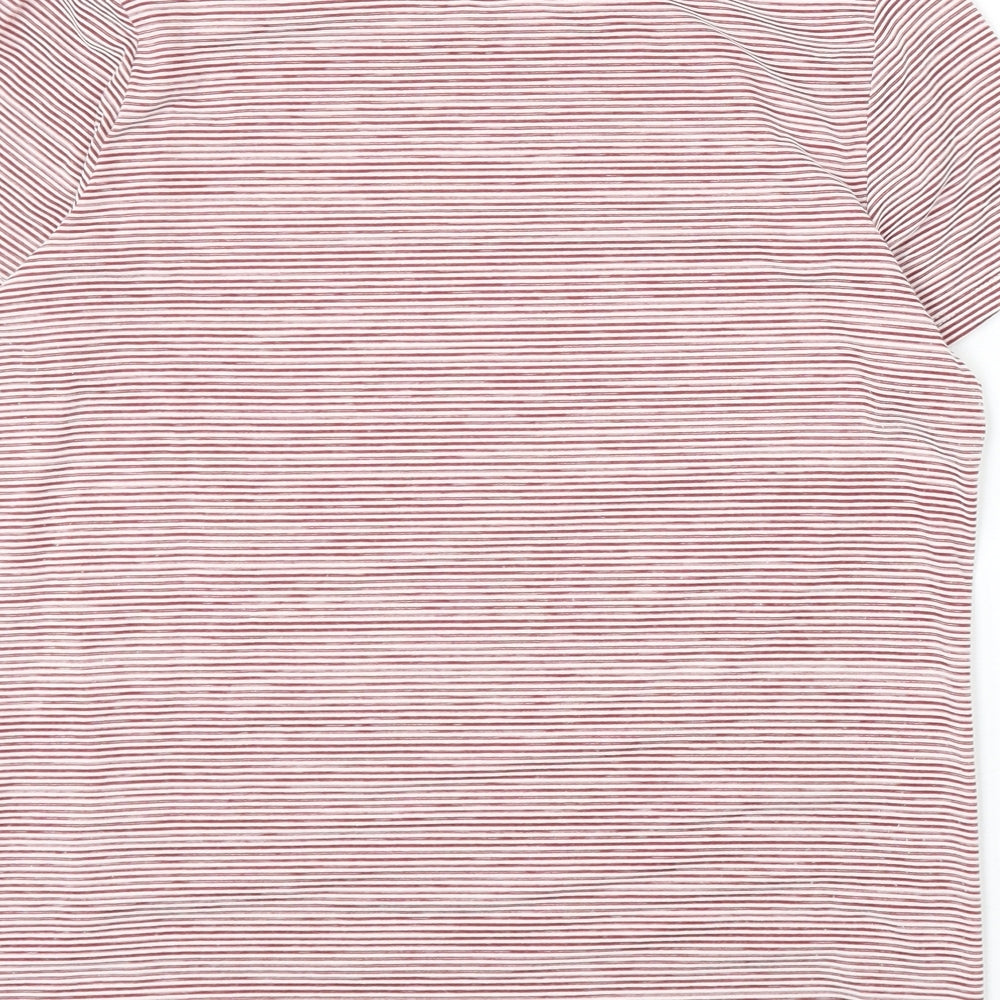 Jasper Conran Womens Red Striped Viscose Basic T-Shirt Size 14 Boat Neck