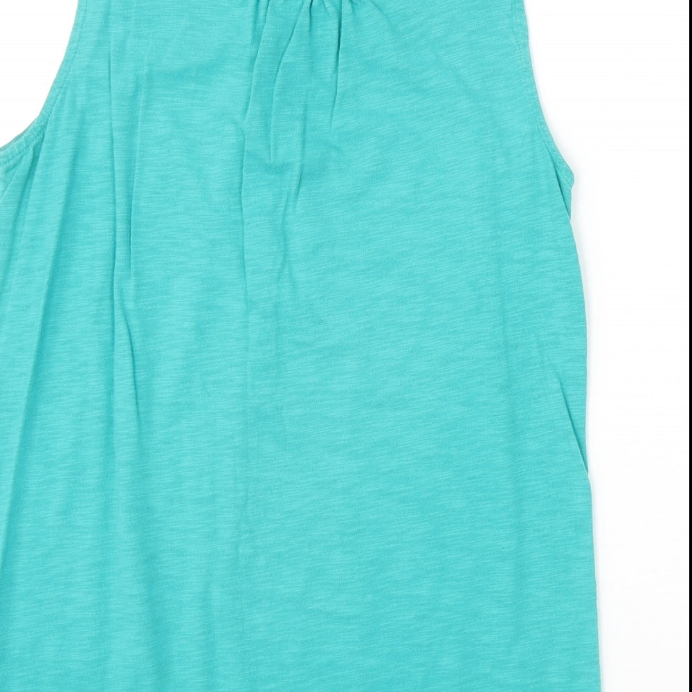 Lands' End Womens Green 100% Cotton Basic Tank Size S Round Neck