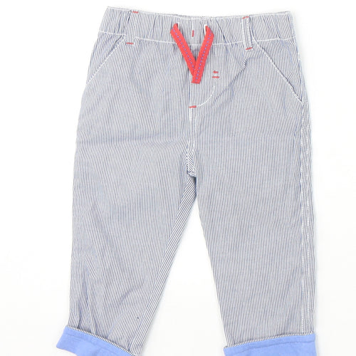 F&F Boys Blue Striped 100% Cotton Capri Trousers Size 6-9 Months Pullover