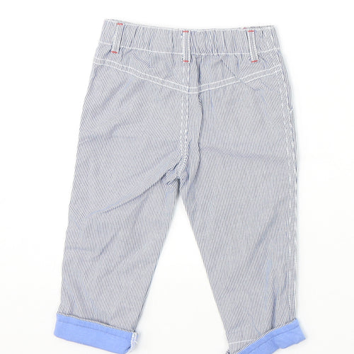 F&F Boys Blue Striped 100% Cotton Capri Trousers Size 6-9 Months Pullover