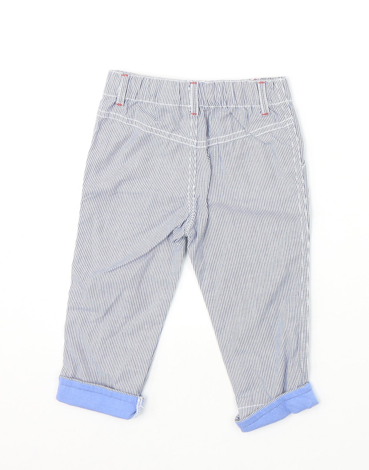 F&F Boys Blue Striped 100% Cotton Capri Trousers Size 6-9 Months Pullover