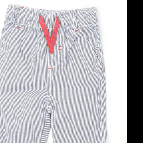 F&F Boys Blue Striped 100% Cotton Capri Trousers Size 6-9 Months Pullover