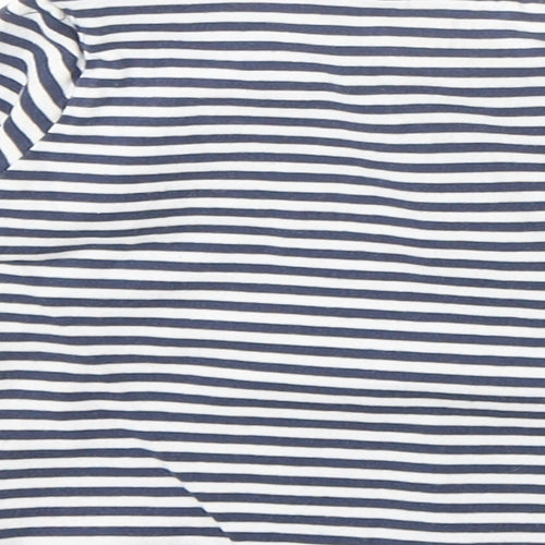 Blue Zoo Boys Blue Striped 100% Cotton Basic T-Shirt Size 9-12 Months Round Neck Snap - Dinosaur