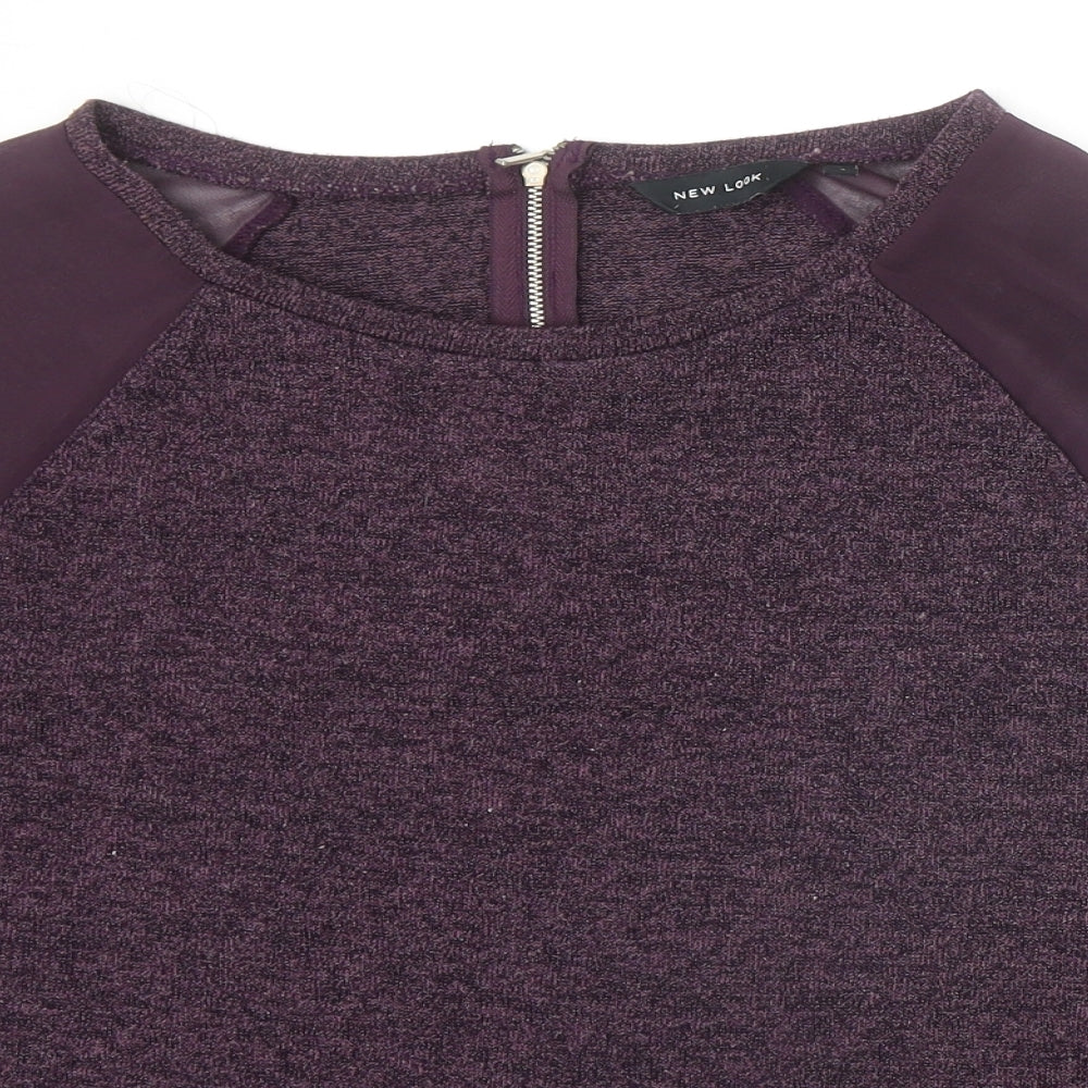 New Look Womens Purple Polyester Basic Blouse Size 12 Boat Neck