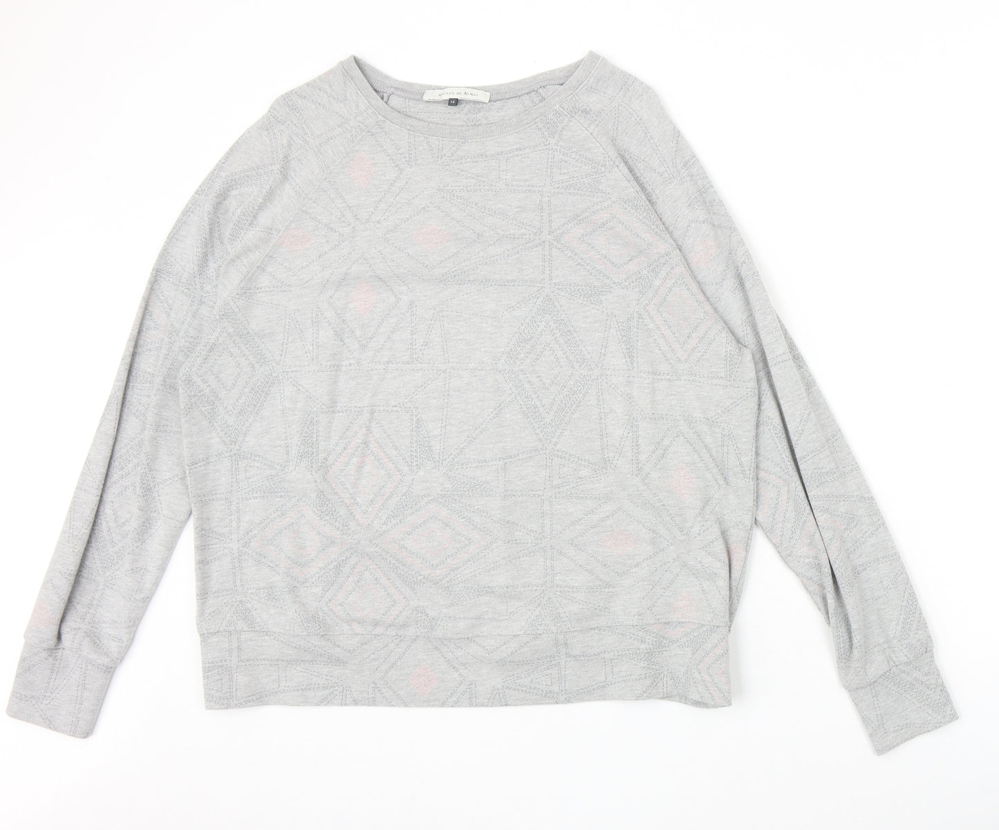 Maison De Nimes Womens Grey Geometric Cotton Pullover Sweatshirt Size 14 Pullover