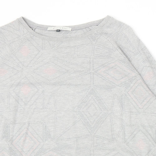 Maison De Nimes Womens Grey Geometric Cotton Pullover Sweatshirt Size 14 Pullover