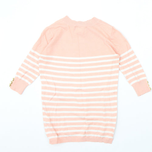 Atmosphere Womens Pink Round Neck Striped Viscose Pullover Jumper Size 4