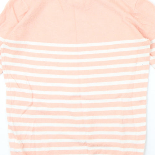 Atmosphere Womens Pink Round Neck Striped Viscose Pullover Jumper Size 4