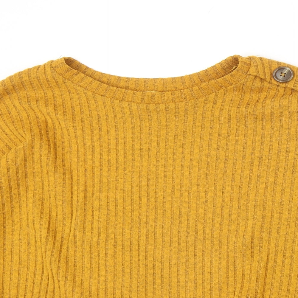 Primark Womens Yellow Boat Neck Polyester Pullover Jumper Size M