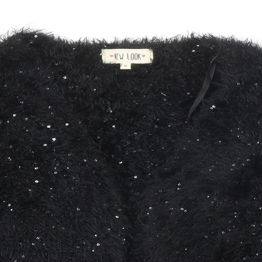 New Look Womens Black V-Neck Polyester Cardigan Jumper Size M