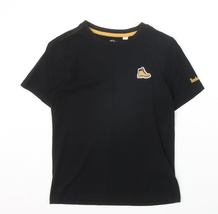 Timberland Boys Black 100% Cotton Basic T-Shirt Size XS Round Neck Pullover