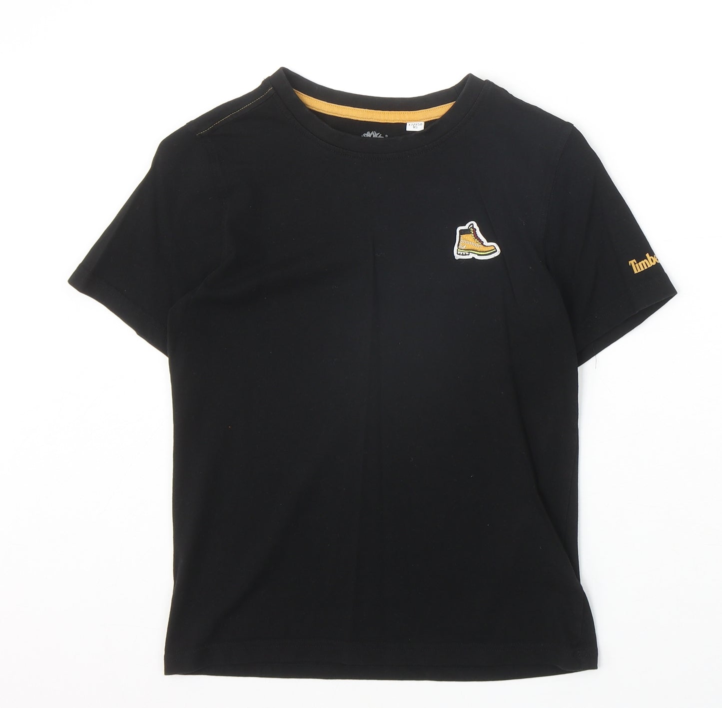 Timberland Boys Black 100% Cotton Basic T-Shirt Size XS Round Neck Pullover