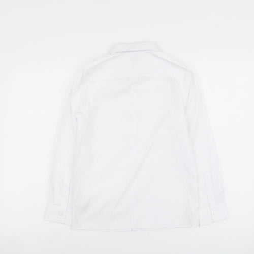 Marks and Spencer Boys White Polyester Basic Button-Up Size 10-11 Years Collared Button