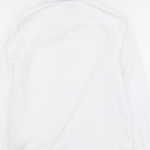 Marks and Spencer Boys White Polyester Basic Button-Up Size 10-11 Years Collared Button