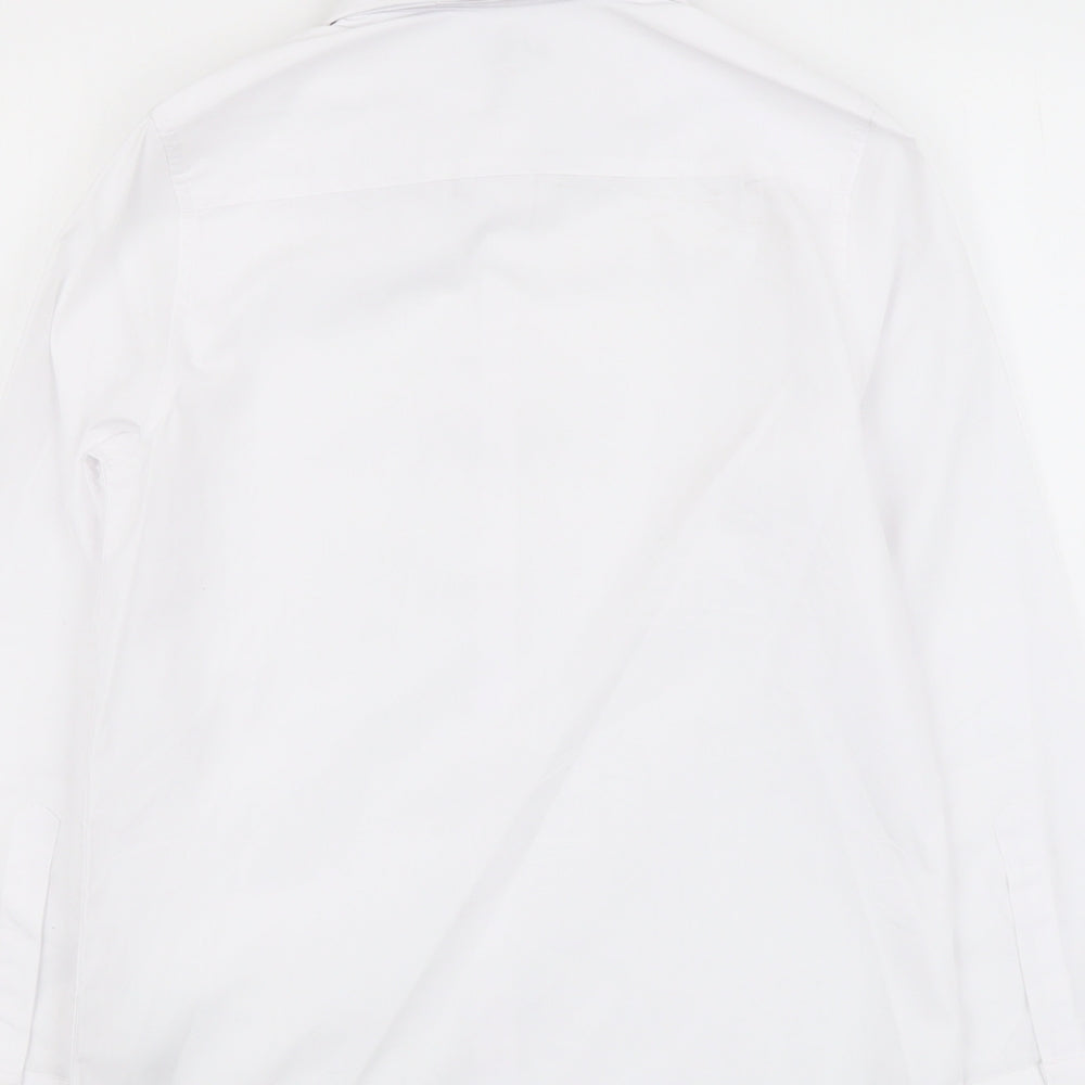 Marks and Spencer Boys White Polyester Basic Button-Up Size 10-11 Years Collared Button