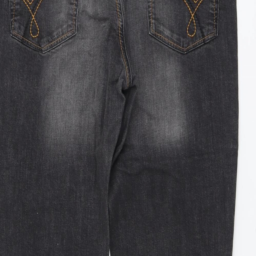 Papaya Womens Grey Cotton Wide-Leg Jeans Size 16 L28 in Regular Button