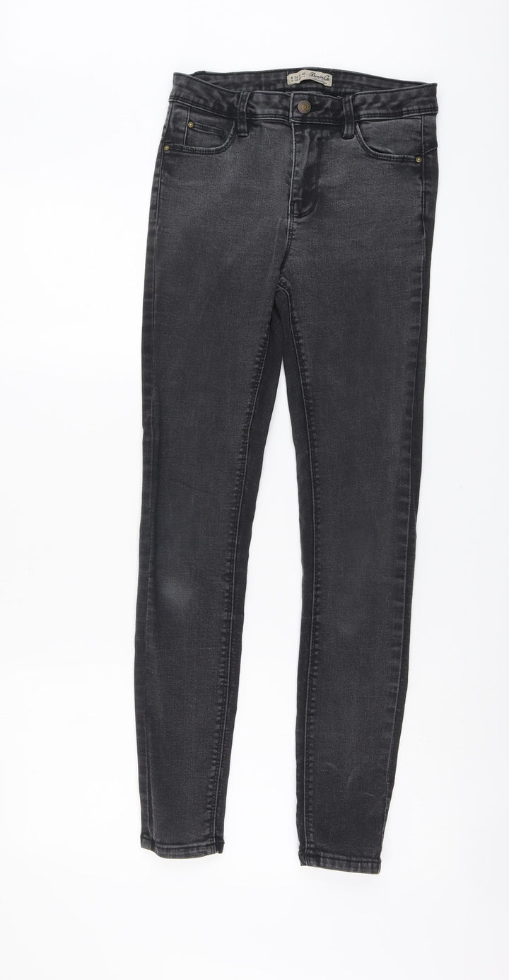 Denim & Co. Womens Grey Cotton Skinny Jeans Size 8 L28 in Regular Button - Colour muted on knee