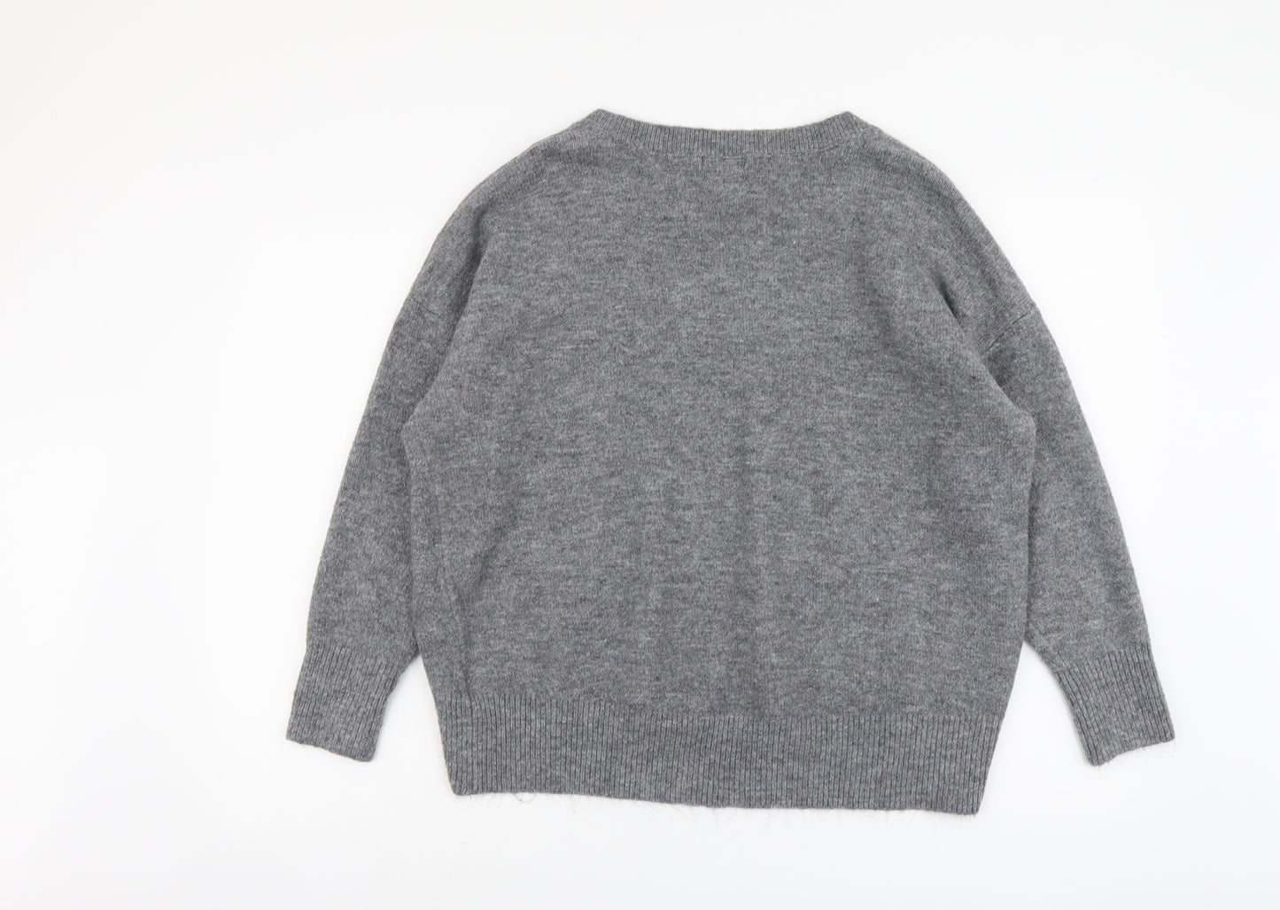 Primark Womens Grey V-Neck Acrylic Pullover Jumper Size M