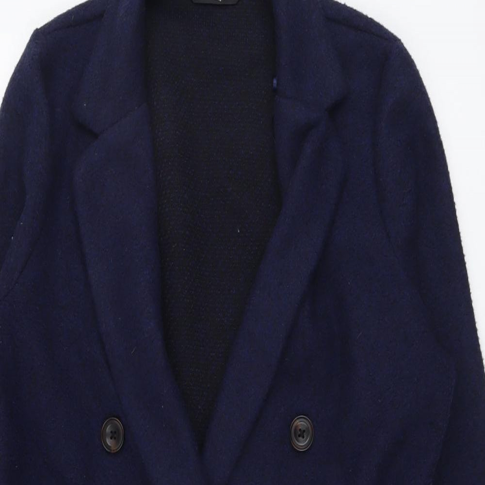 George Womens Blue Overcoat Coat Size M Button