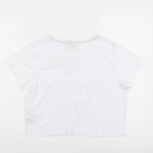 Brave Soul Womens White Cotton Basic T-Shirt Size L Round Neck - Hotel La Maison