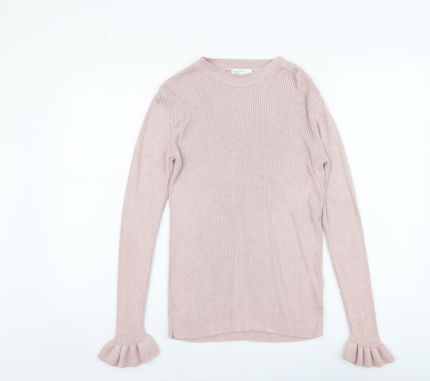 Papaya Womens Pink Boat Neck Viscose Pullover Jumper Size 10 - Ribbed