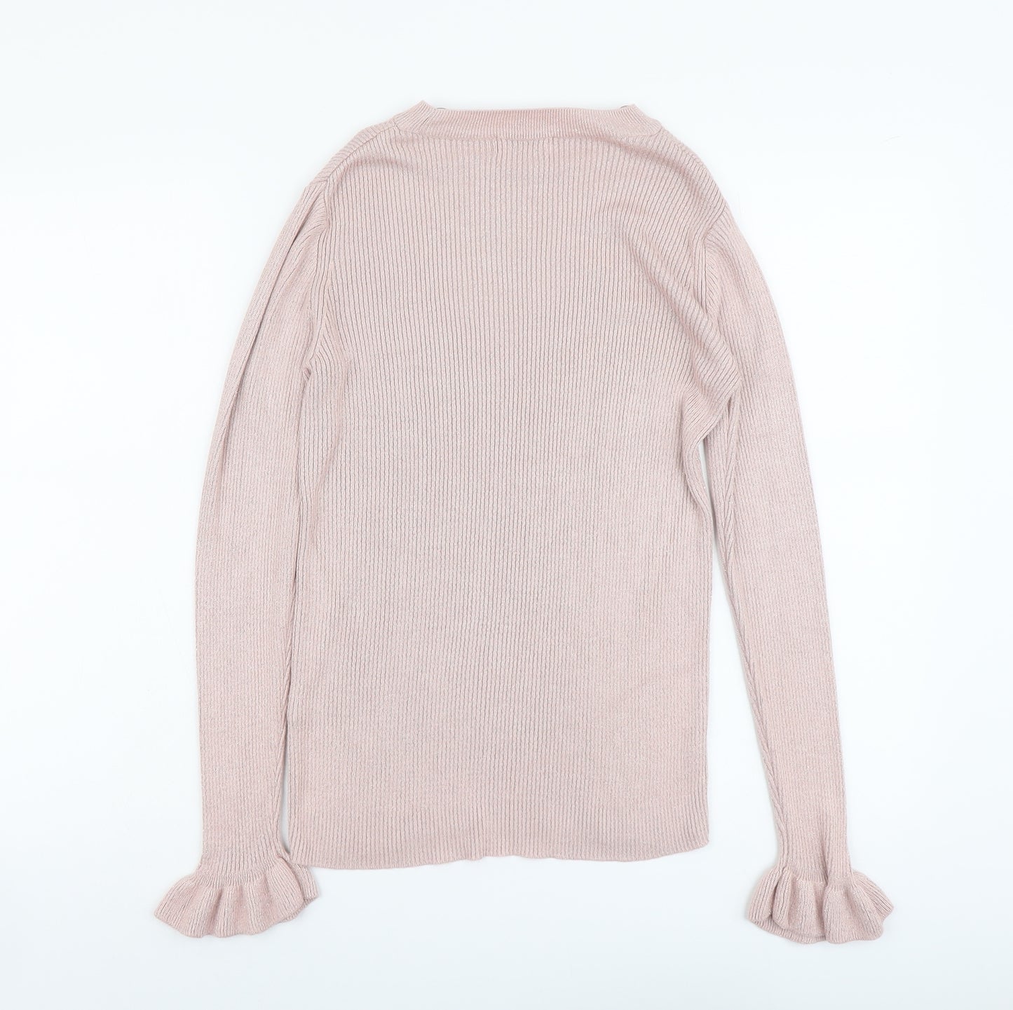 Papaya Womens Pink Boat Neck Viscose Pullover Jumper Size 10 - Ribbed