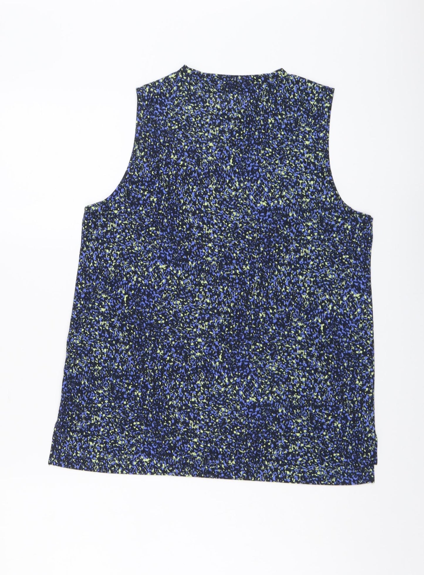 Goodmove Womens Blue Geometric Polyester Basic Tank Size 8 Round Neck Pullover