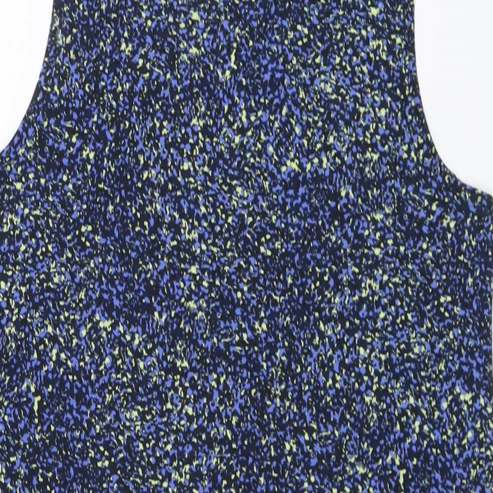 Goodmove Womens Blue Geometric Polyester Basic Tank Size 8 Round Neck Pullover