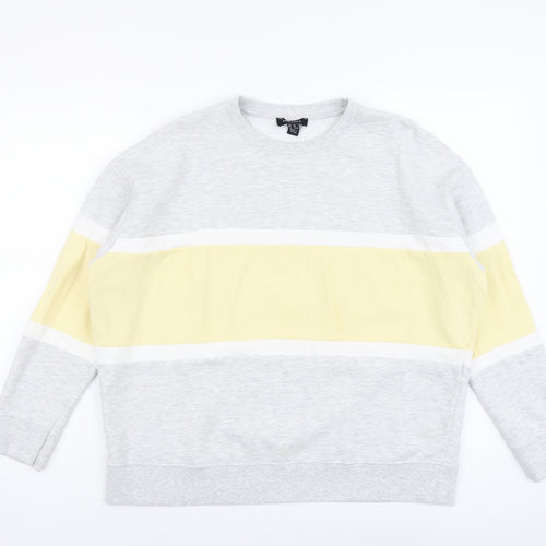 New Look Womens Grey Colourblock Cotton Pullover Sweatshirt Size M Pullover