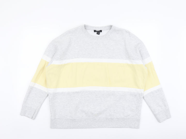 New Look Womens Grey Colourblock Cotton Pullover Sweatshirt Size M Pullover