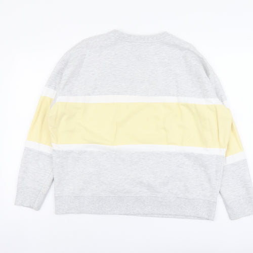 New Look Womens Grey Colourblock Cotton Pullover Sweatshirt Size M Pullover