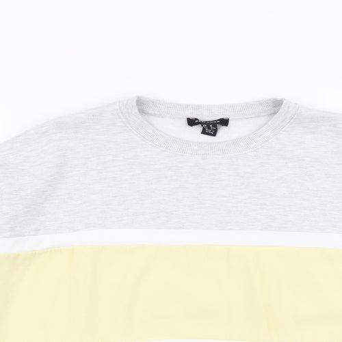 New Look Womens Grey Colourblock Cotton Pullover Sweatshirt Size M Pullover
