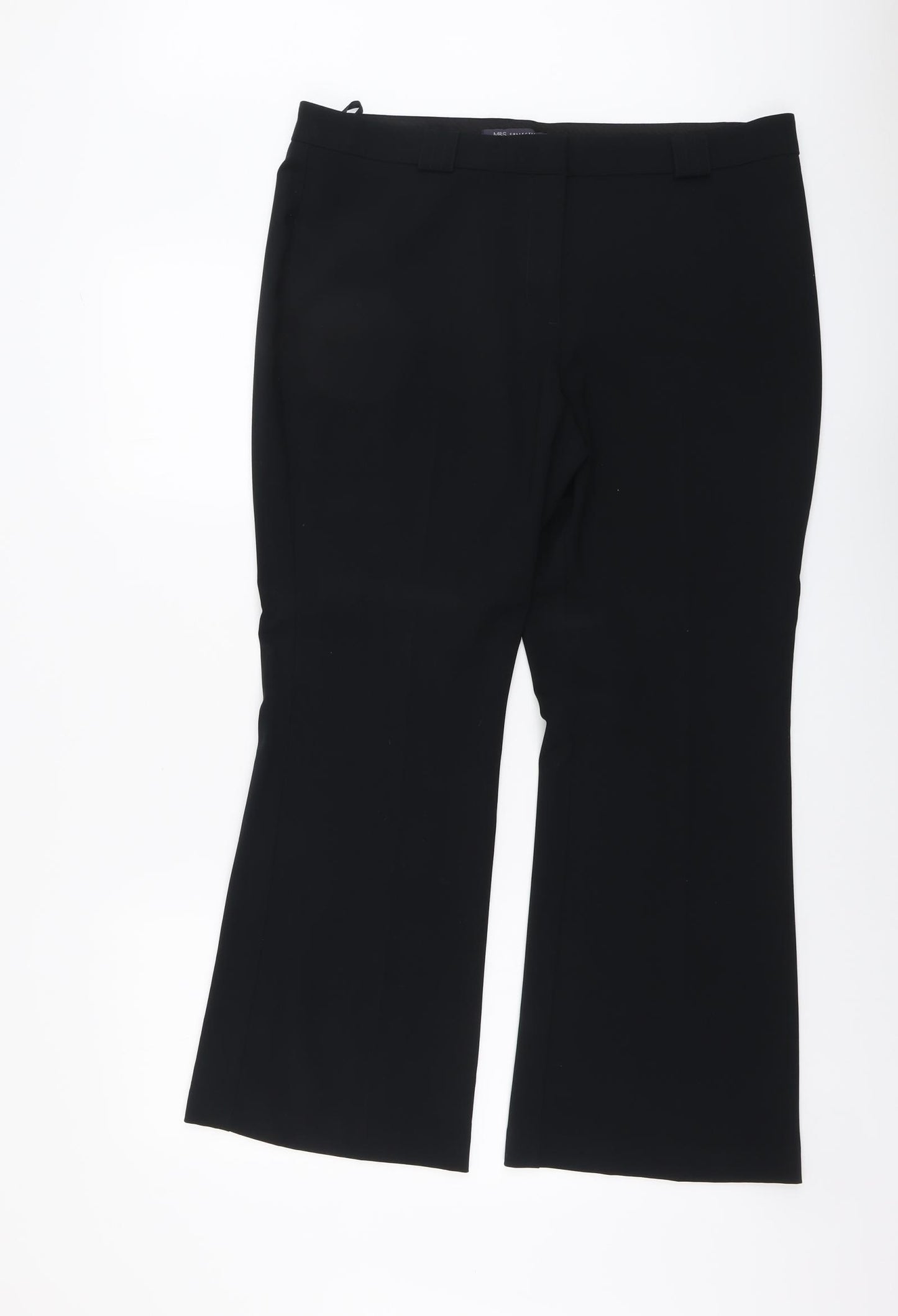 Marks and Spencer Womens Black Polyester Trousers Size 16 L28 in Regular Button