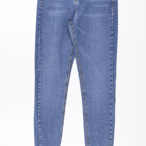 Topshop Womens Blue Cotton Skinny Jeans Size 24 in L25 in Regular Button