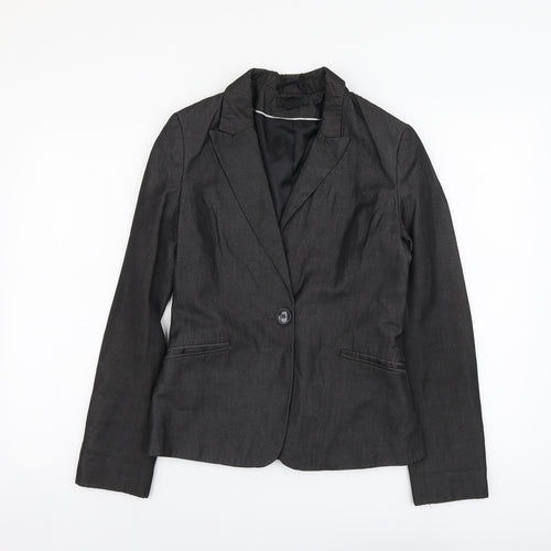 H&M Womens Grey Polyester Jacket Blazer Size S