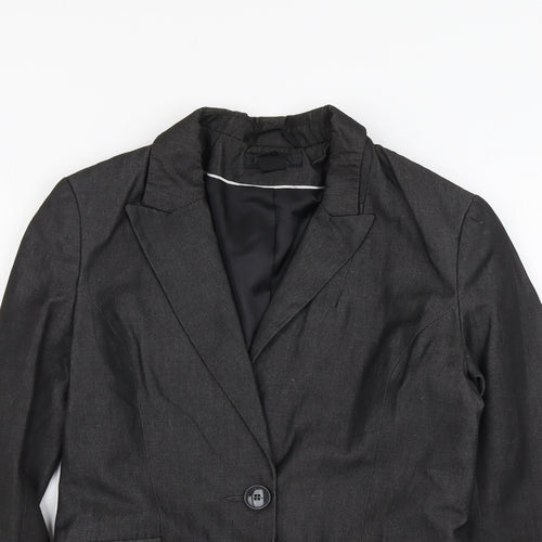 H&M Womens Grey Polyester Jacket Blazer Size S