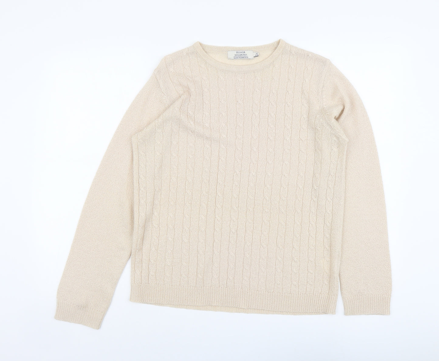 Honour Millburn Womens Beige Boat Neck Acrylic Pullover Jumper Size 14