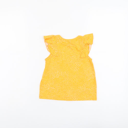 NEXT Girls Yellow Geometric Cotton Basic Tank Size 2 Years Round Neck Pullover