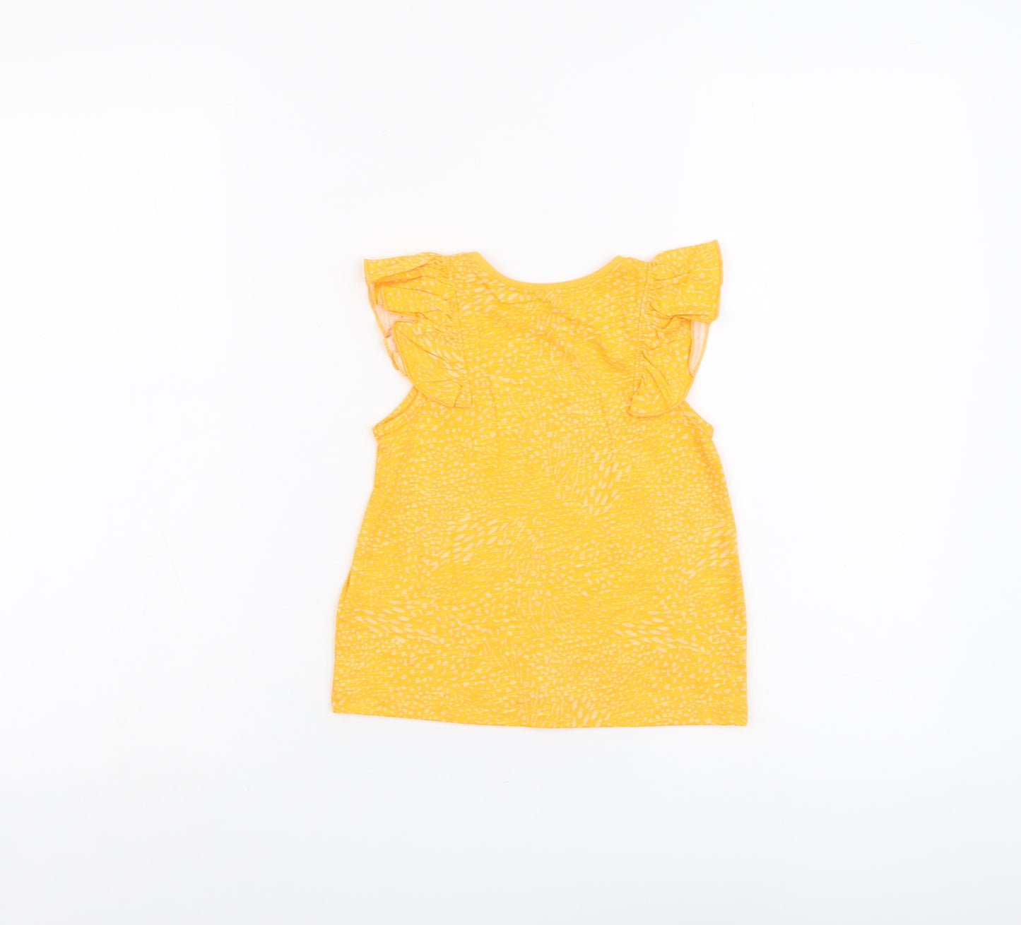 NEXT Girls Yellow Geometric Cotton Basic Tank Size 2 Years Round Neck Pullover