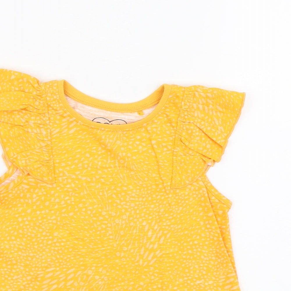 NEXT Girls Yellow Geometric Cotton Basic Tank Size 2 Years Round Neck Pullover