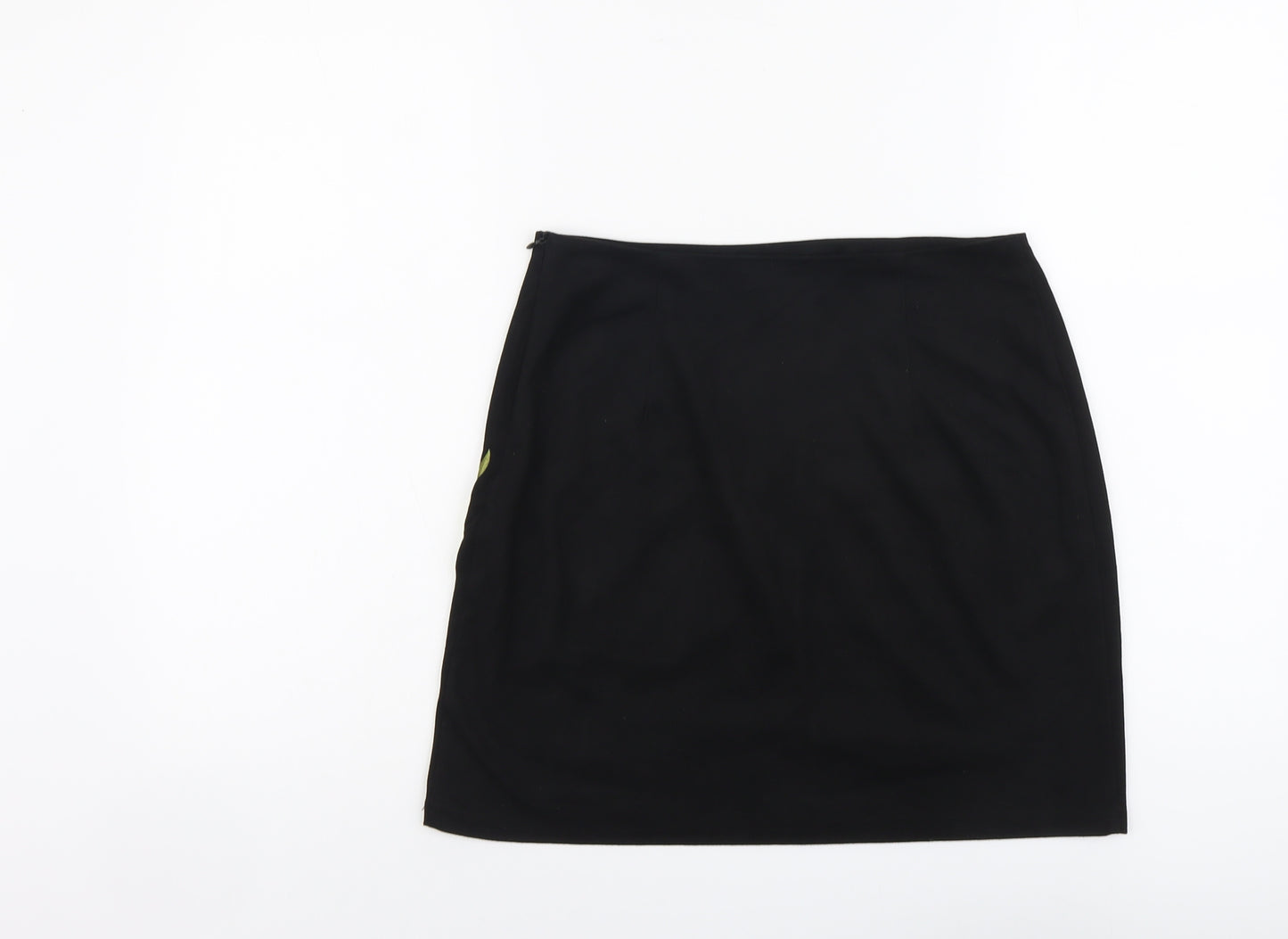 Boohoo Womens Black Floral Polyester A-Line Skirt Size 10 Zip