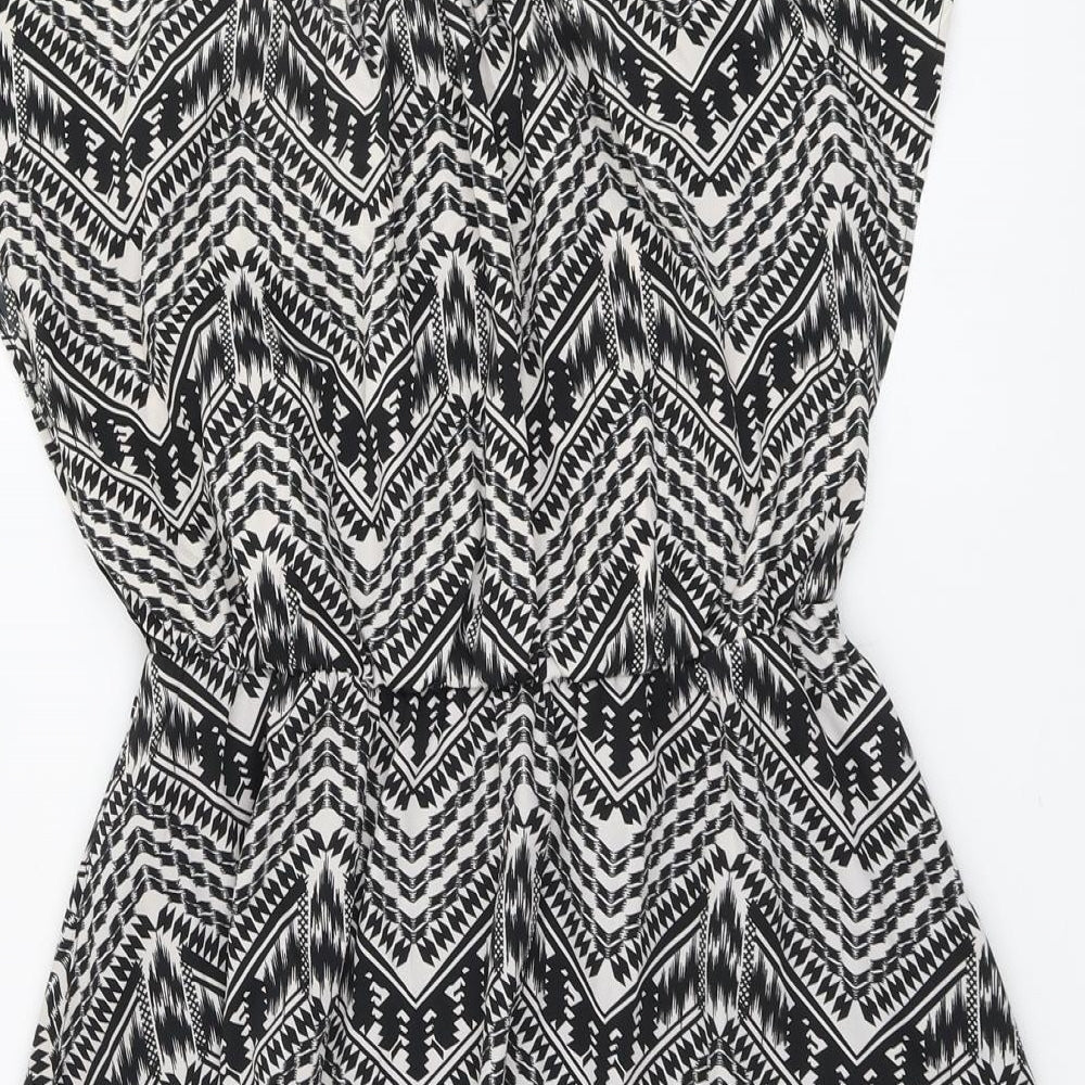 F&F Womens Black Geometric Polyester A-Line Size 14 Round Neck Pullover