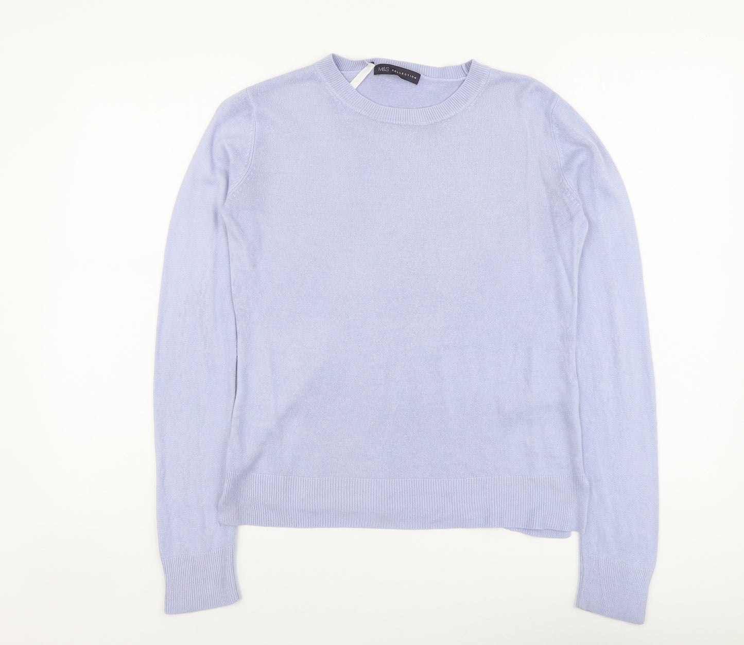 Marks and Spencer Womens Blue Round Neck Acrylic Pullover Jumper Size 10