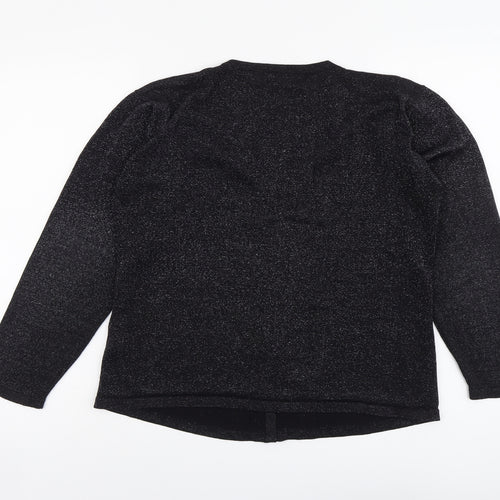 Bonmarché Womens Black V-Neck Acrylic Cardigan Jumper Size L
