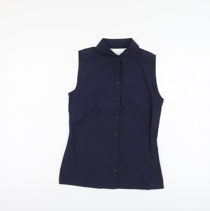 Atmosphere Womens Blue Cotton Basic Tank Size 4 Collared - Open Back