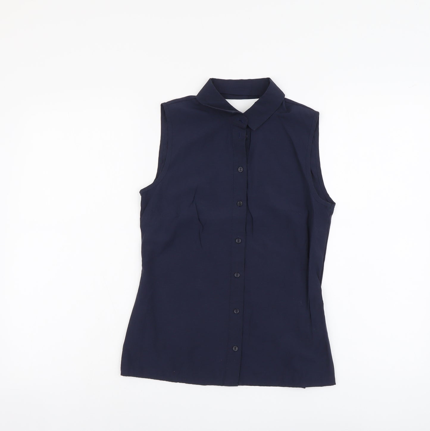 Atmosphere Womens Blue Cotton Basic Tank Size 4 Collared - Open Back