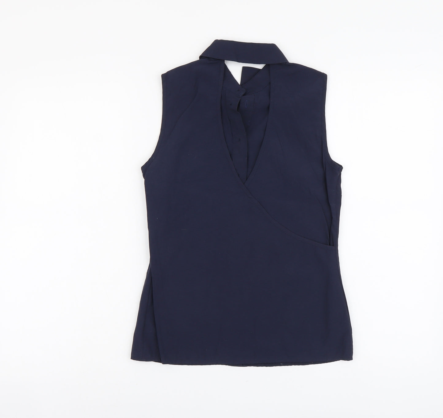 Atmosphere Womens Blue Cotton Basic Tank Size 4 Collared - Open Back