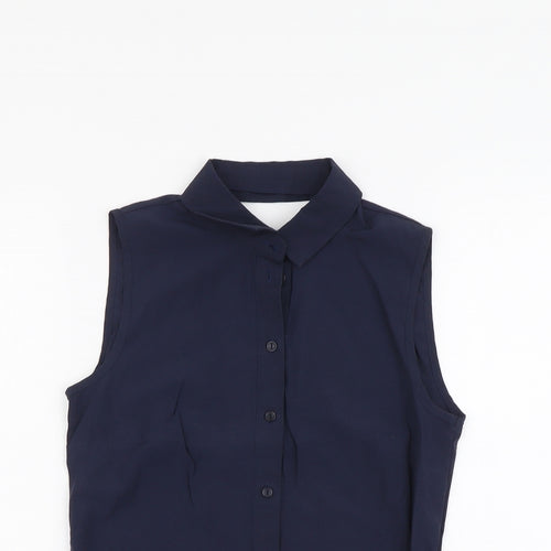 Atmosphere Womens Blue Cotton Basic Tank Size 4 Collared - Open Back