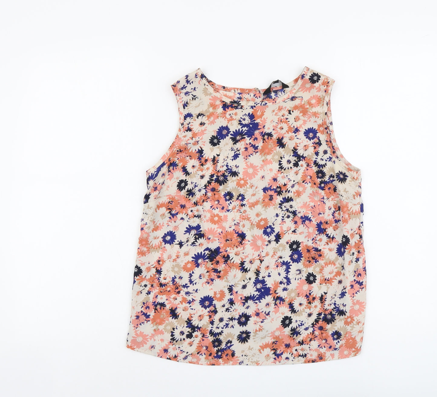 New Look Womens Multicoloured Floral Polyester Basic Tank Size 12 Round Neck